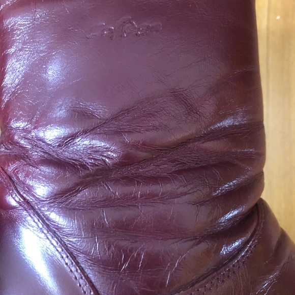 Women's Burgundy Leather Ankle Boots - Picture 5 of 8
